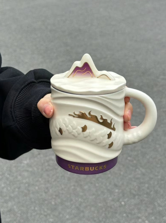 Purple and White mountain mug